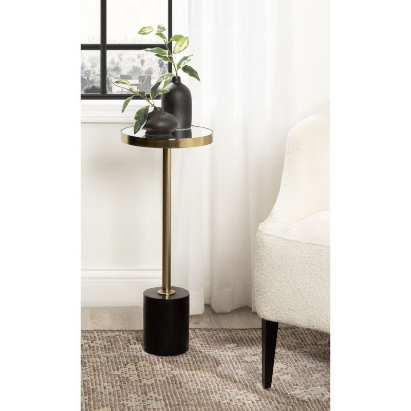 Table à boisson en miroir Ivy Bronx Hescott 10 x 10 x 24, Noir