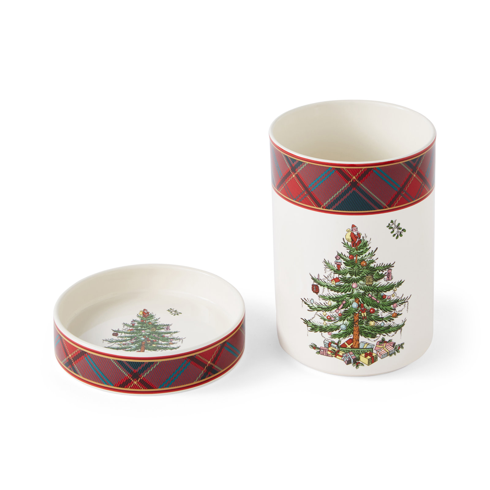 Christmas Tree Tartan Wine Chiller Set
