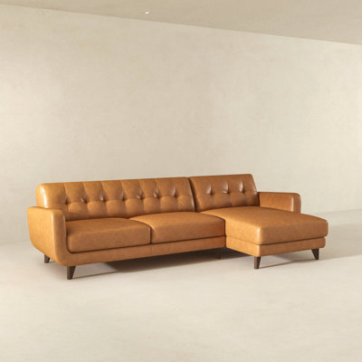 Allison Tan Leather Sectional Sofa