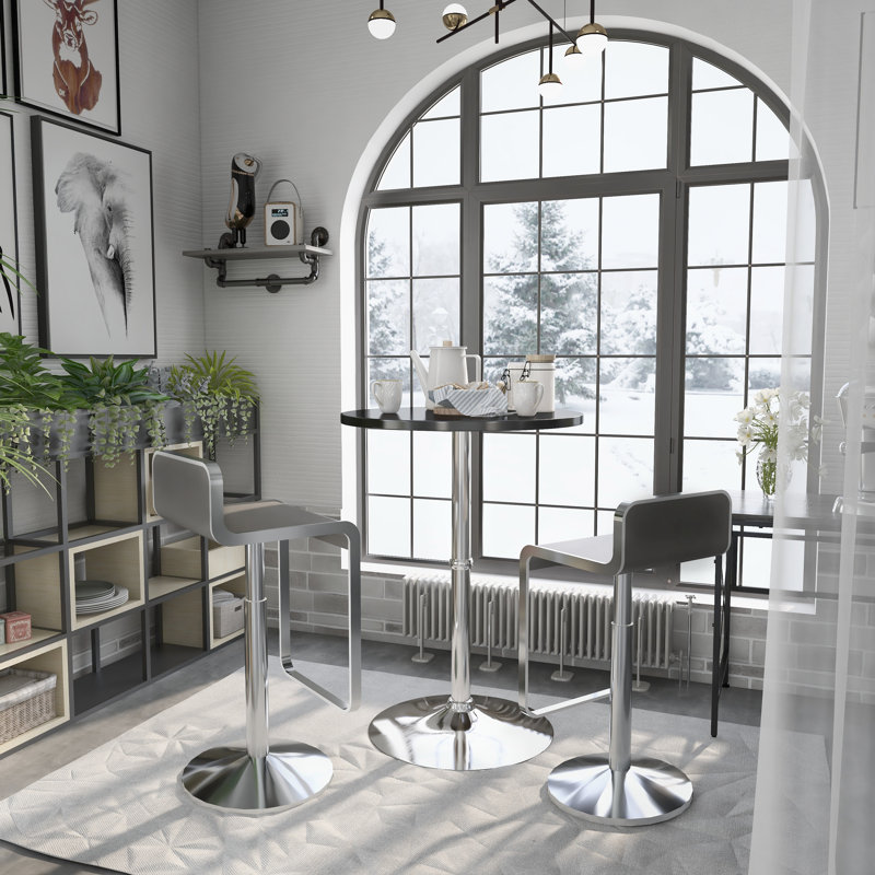Manuel Round Metal Base Dining Table, Black