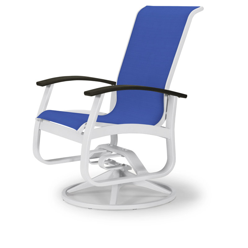 Chaise de patio pivotante Askar, Atlantis bleu royal Sunbrella®, Noir P70, Blanc brillant