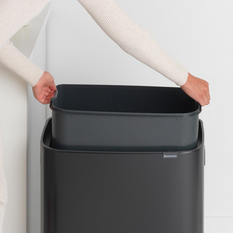 Passion Red Stainless Steel 16-Gallon Rectangular Trash Can
