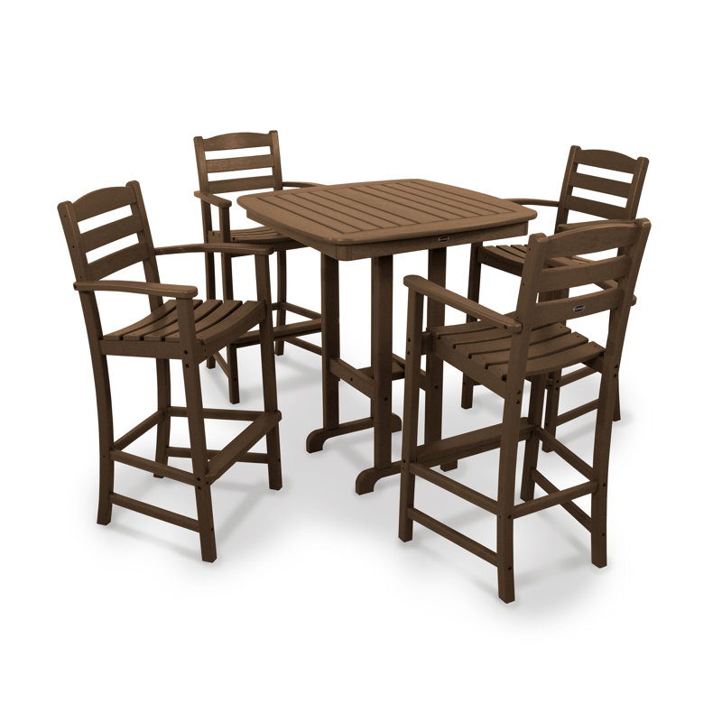POLYWOOD La Casa Café 5-Piece Bar Set, Teak