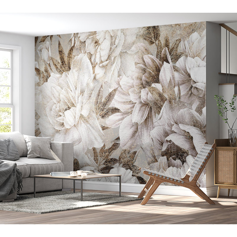 Papier peint floral - Floraison rétro, L 41 po x l 59 po