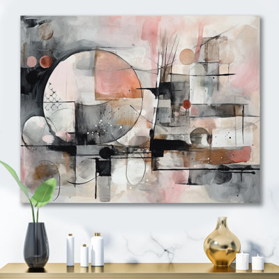 Kaydence, harmonies abstraites roses de forme II sur toile