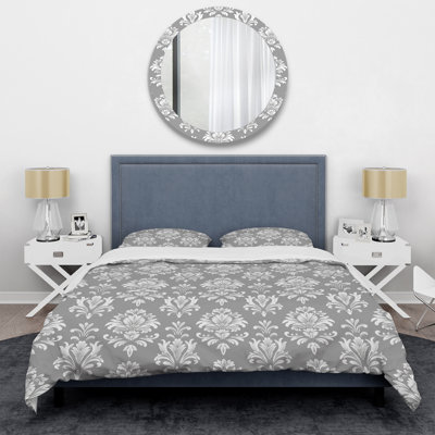Ensemble de housse de couette transitionnelle Grey Damask Glamour Charm II