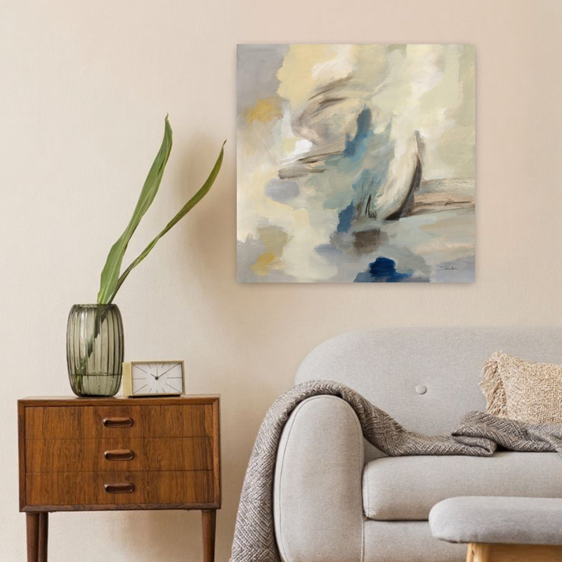 Voile côtière matinale avec art abstrait bleu, H 24 po x l 24 po