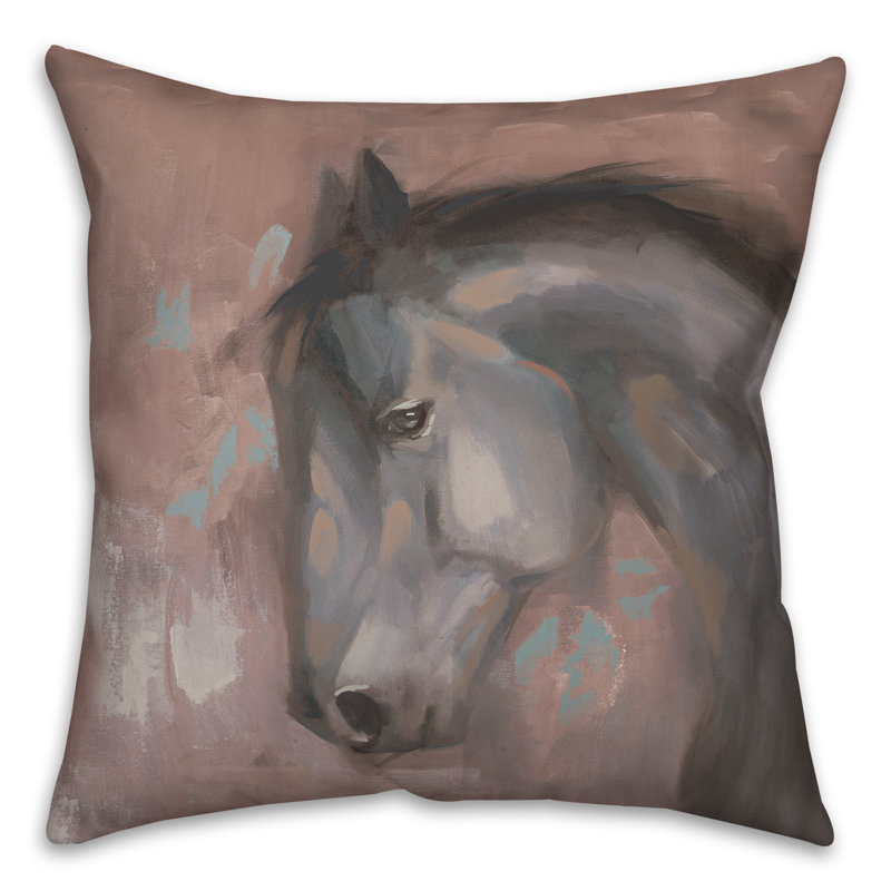  Housse et insert de coussin carré cheval, 16 po x 16 po