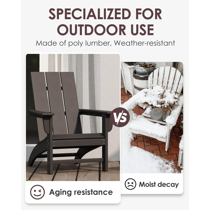 Chaise Adirondack en plastique Atchison, Noir