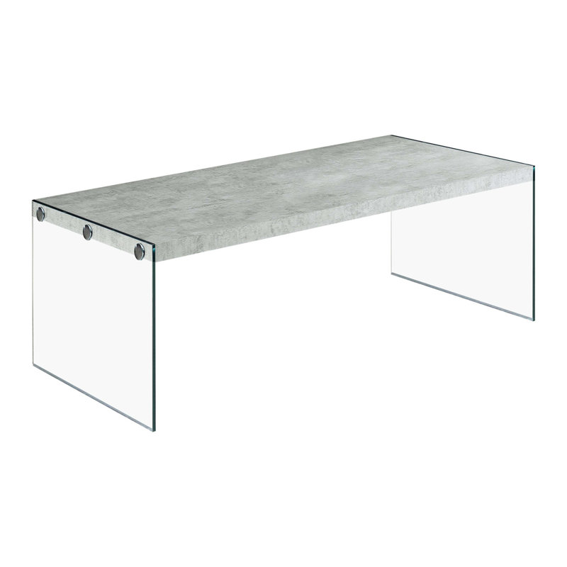 Table basse, accent, cocktail, rectangulaire, salon, L 44 po, stratifié, verre trempé, contemporain, moderne