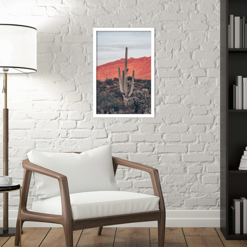 Sunsets And Saguaros by Nathan Larson, 21" H x 15" W x 1" D, White
