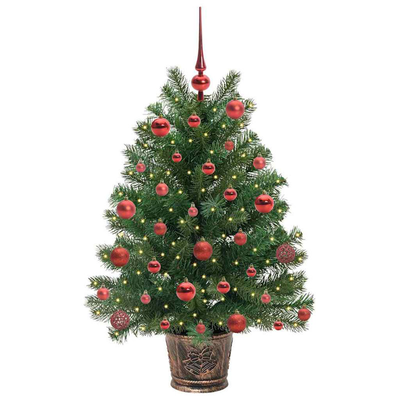 Artificial Christmas Tree with 150 LEDs Green PE and PVC, 3.12' H, Red