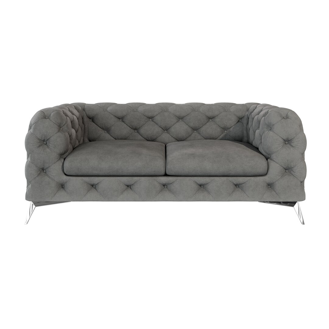 Chesterfield Sofa 2-Sitzer Bixby mit Silber Metall Füßen