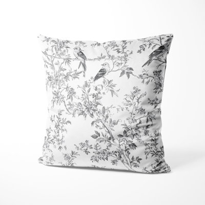 Modern Decorative Throw Pillow - White Toile Breeze Printed Cushion