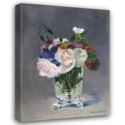"Fleurs dans un vase en cristal" par Édouard Manet - Art mural sur toile tendue avec châssis