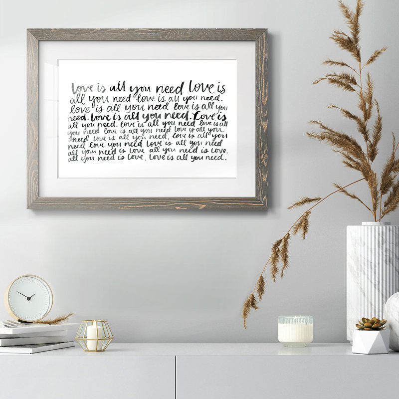 Écriture avec amour I - reproduction d'un seul cadre photo, Gris, H 22 po x l 32 po x P 1,5 po
