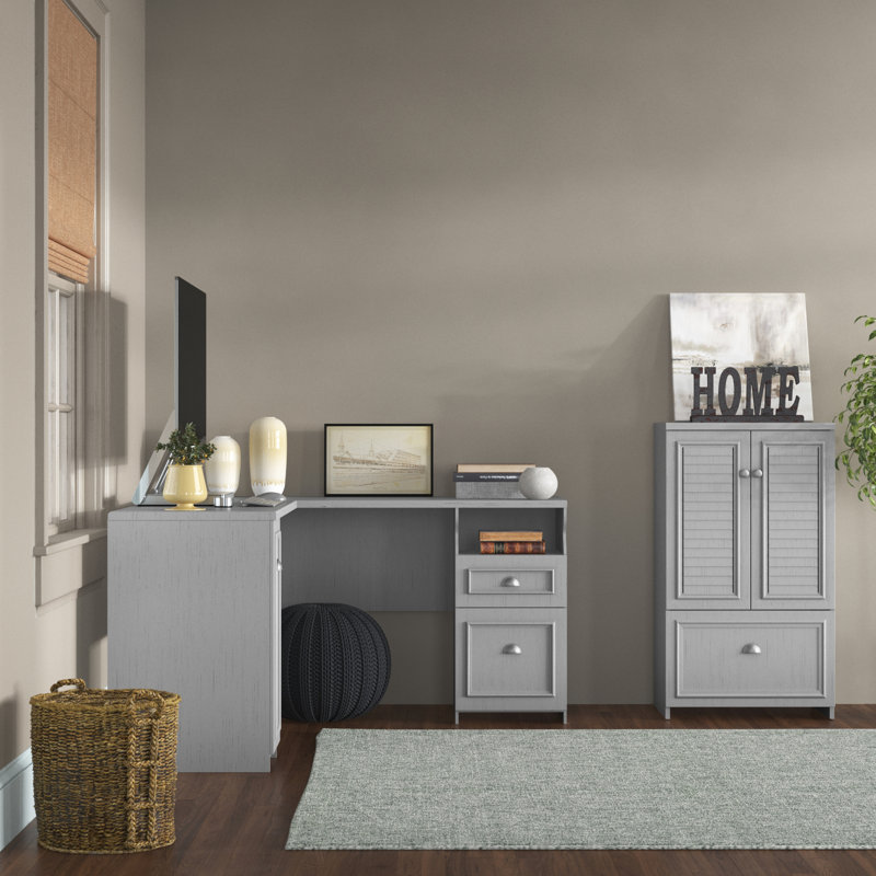 Paelynn L-Shaped Executive Desk, Cape Cod Gray