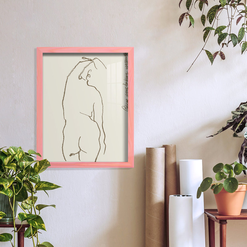 Toi et moi IV, reproduction d'art encadrée, H 6 po x l 4 po x P 1 po, Encadré rose