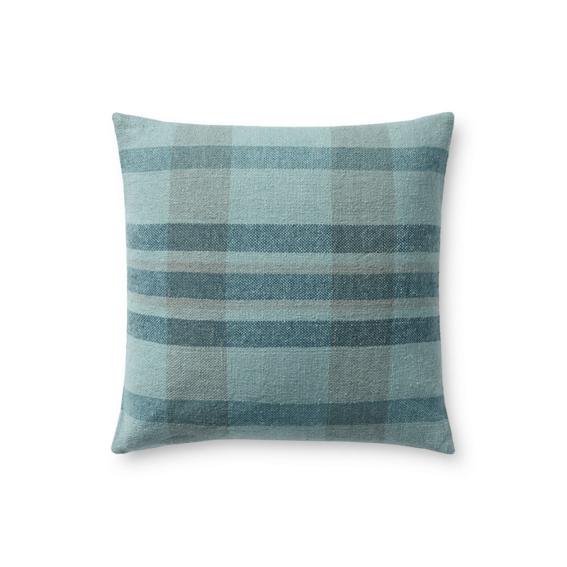 Coussin décoratif Chris Loves Julia x Loloi Andi, Bleu, Carré 18 po, Mélange de duvet