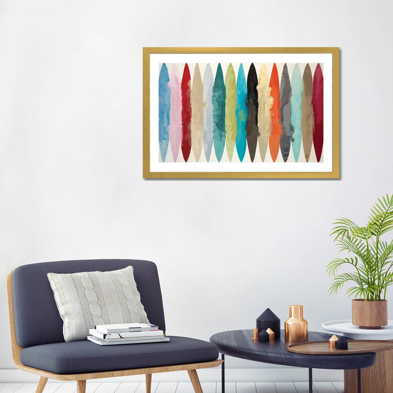 « EBB & Flow » par Randy Hibberd-impression, H 24 po x l 32 po x P 1 po, Papier encadré doré, Blanc