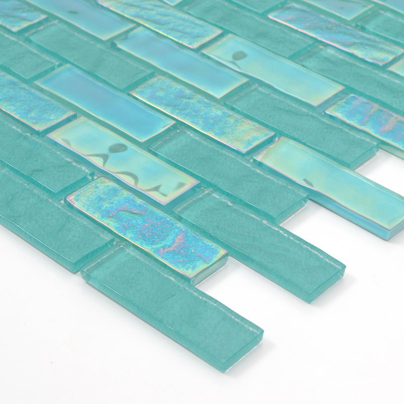 Swimming Pool Glass Brick Joint Mosaic Tile, Marine Green