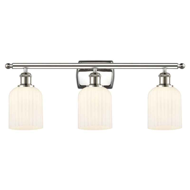 Brion Addeline 3 Light 25" Bath Vanity  Shade, Polished Nickel, Gloss White