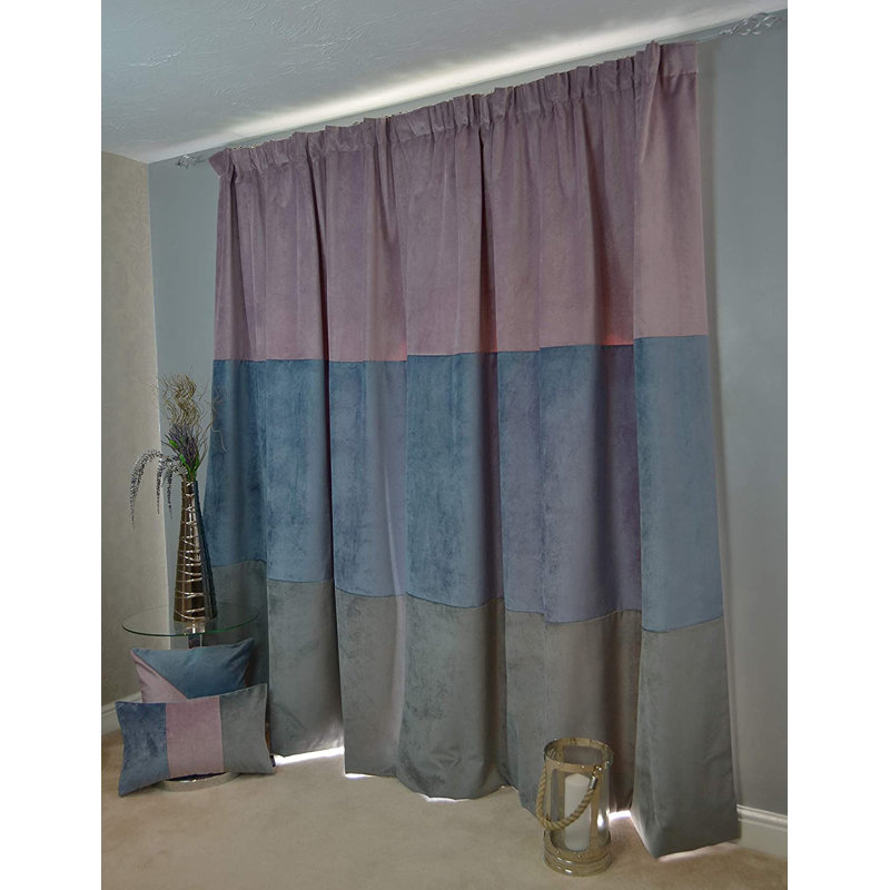 Crosdaile Room Darkening Curtain Pair, Width 116 x Drop 137 cm, Blue/Purple/Grey