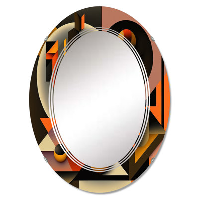 Miroir mural géométrique multicolore à motif géométrique orange I de PASCELLE