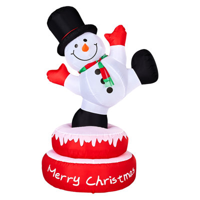 4.8FT Lighted Rotating Snowman With Motor Christmas Inflatable Decoration