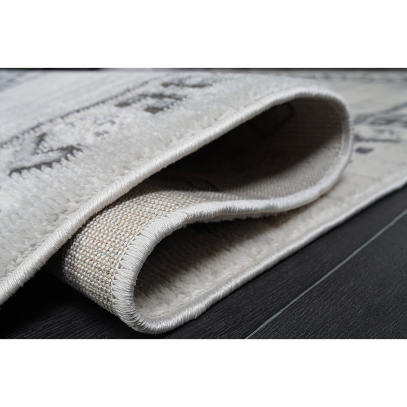 Tapis oriental gris / noir Purcellville, Rectangle 2 pi 7 po x 4 pi 11 po
