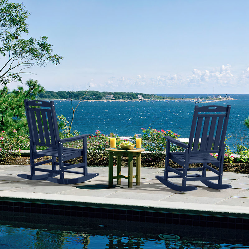 Chaises berçantes d'extérieur en PEHD pour patio, Marine