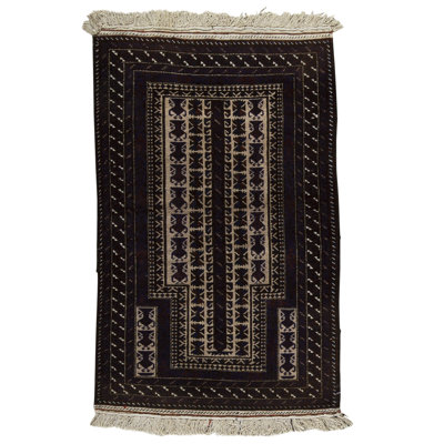 Tapis noir et brun de haute qualité noué à la main
