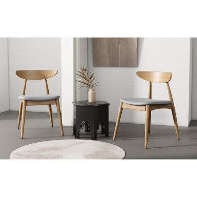 2, chaises de salle à manger rétro en bois d'hévéa, sièges rembourrés, conception ergonomique, charge de 300 lb, rembourrage en mousse facile à assembler, soutien, capacité, installation rapide