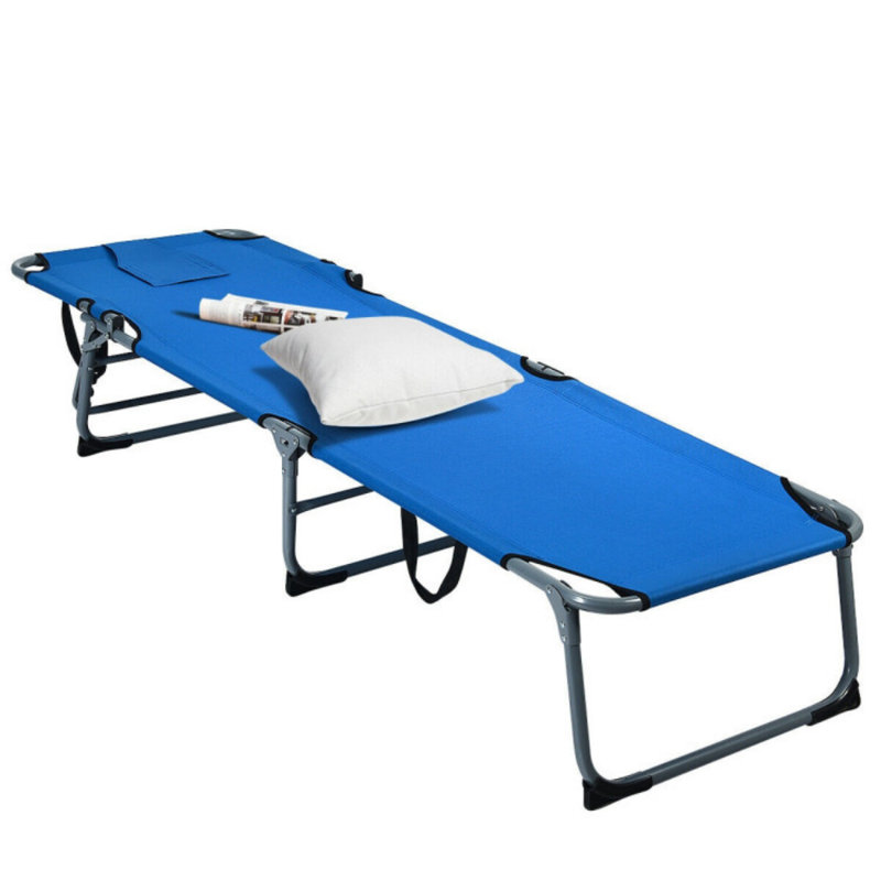 Saenz Outdoor Rust-Resistant Metal Chaise Lounge, Blue