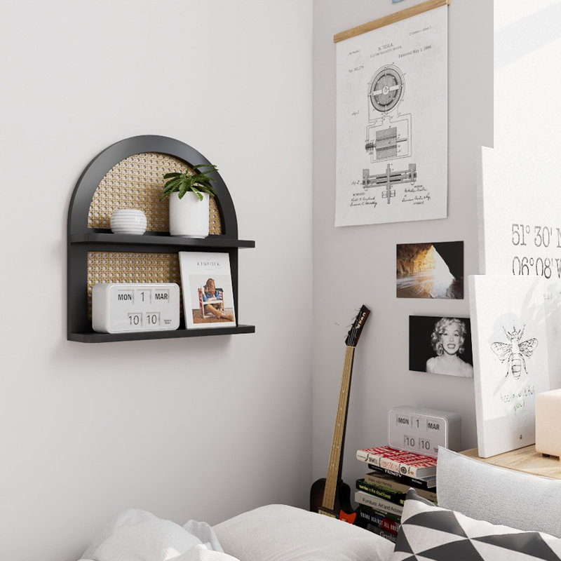 Tablette murale en bois Boho Rattan
