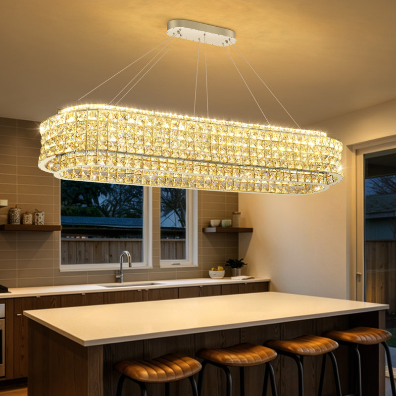 Lustre en cristal moderne pour salle à manger argent, Silver