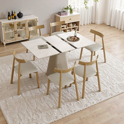 Ensemble de table de salle à manger 7 pièces 48 pièces avec 6 chaises en bois massif