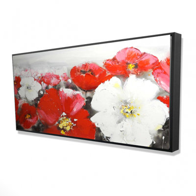 Red flowers field - 24"x48" Framed canvas