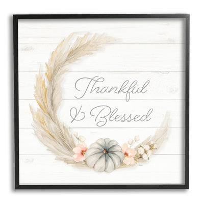 «Thankful & Blessed Tender Autumnal Wreath», art numérique sur estampe numérique par Patricia Pinto