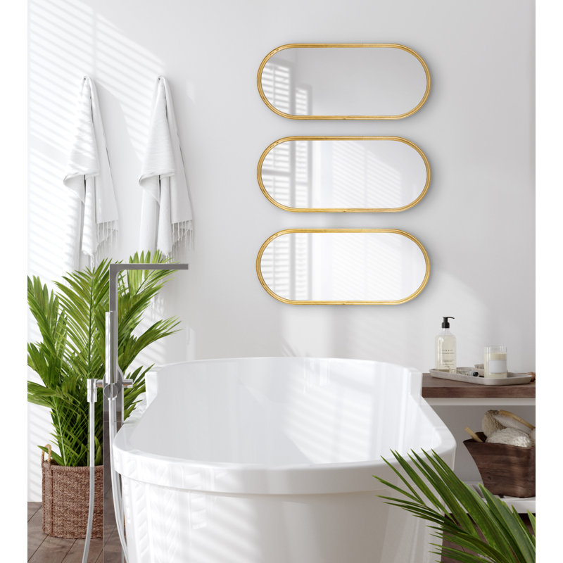 Ensemble de miroir mural encadré 3 pièces Latitude Run® Caskill, Or