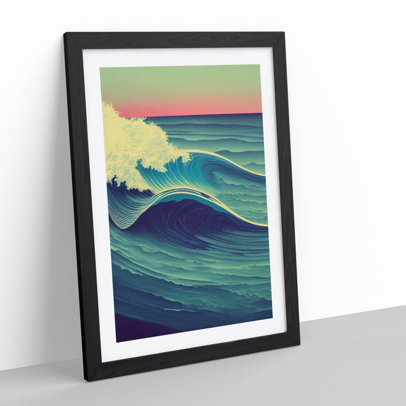 Sunset Ocean Wave No.5 - Framed Print, Black Framed, 34cm H x 25cm W x 2cm D