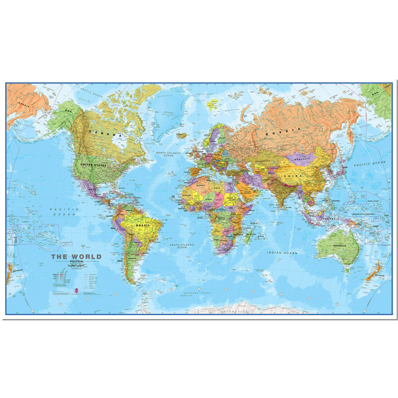 Huge World Wall Map Political - No Frame Print, 116.5cm H x 197cm W x 5cm D