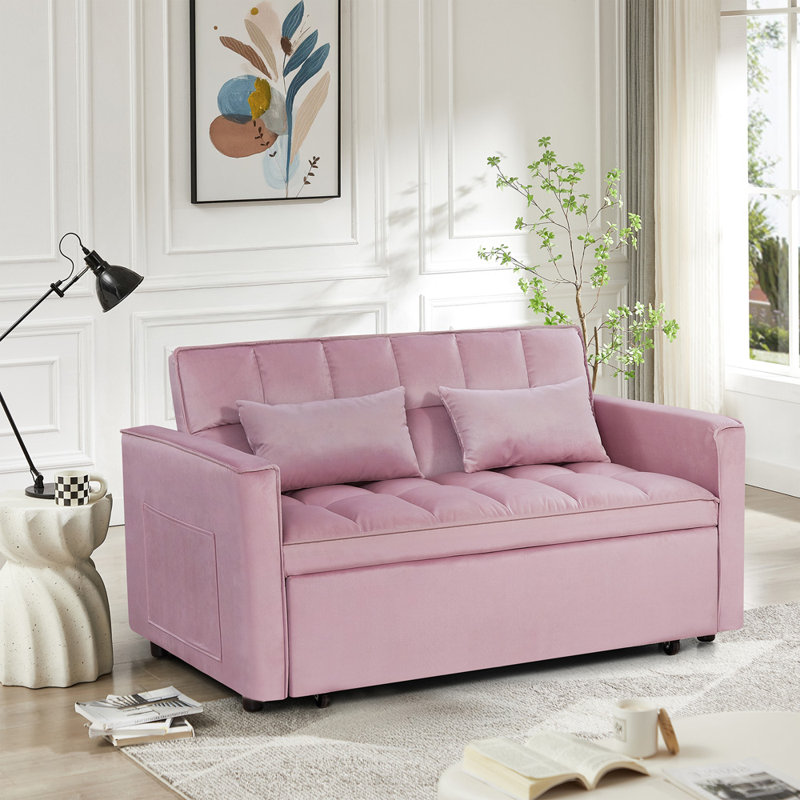 54" Pull-Out Sleeper Sofa, Pink