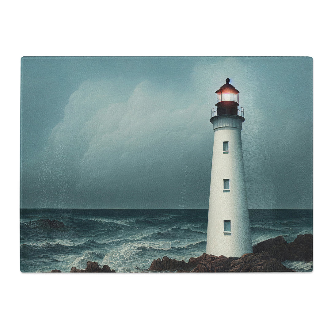 Compelling Lighthouse  Glass Chopping Board