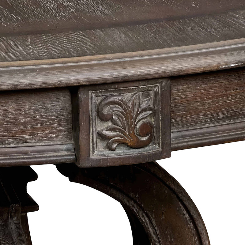 Ensemble de salle à manger 5 pièces avec table ronde et 4 chaises, style rustique, marqueterie raffinée en bois massif, assises d'appoint élégantes, structure en placage.