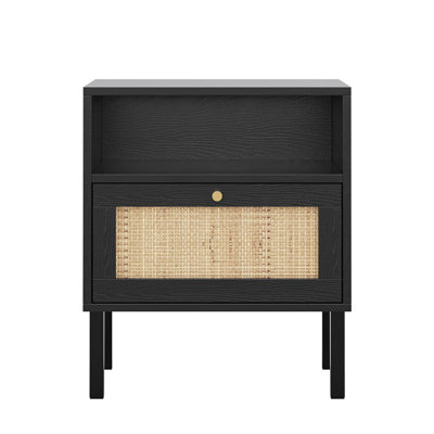 Aimara Rectangular Nightstand with Rattan Door