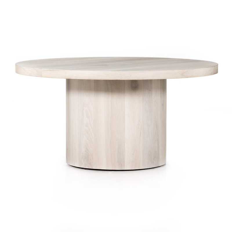 Hudson Round Solid Wood Dining Table, Ashen Walnut