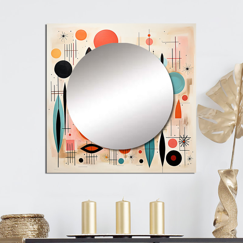 Milanas - Grand miroir mural carré Mid-Century pour chambre à coucher, 36 po x 36 po