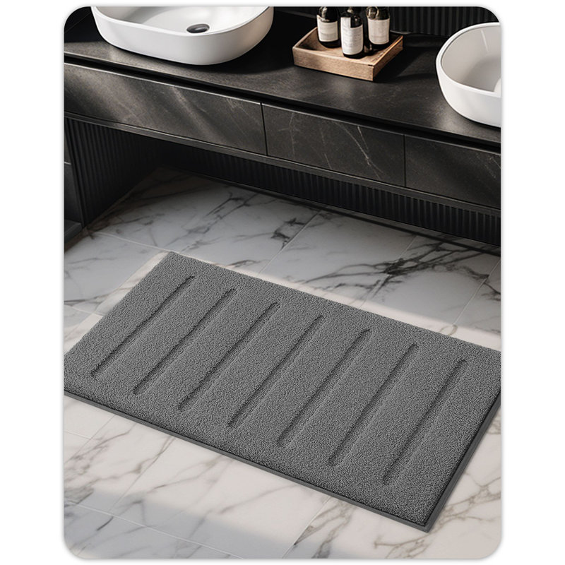 Tapis pour salle de bain Christofer, Simple - L 30 po x l 17 po, Gris foncé