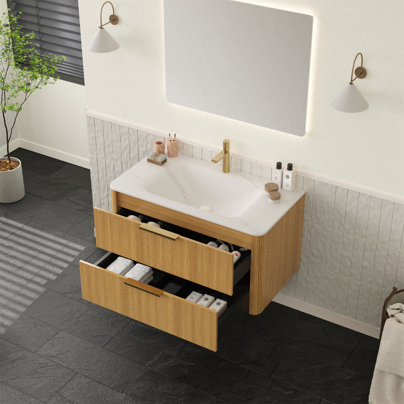 Meuble-lavabo 36 po avec lavabo Zane, Chêne clair, 36"